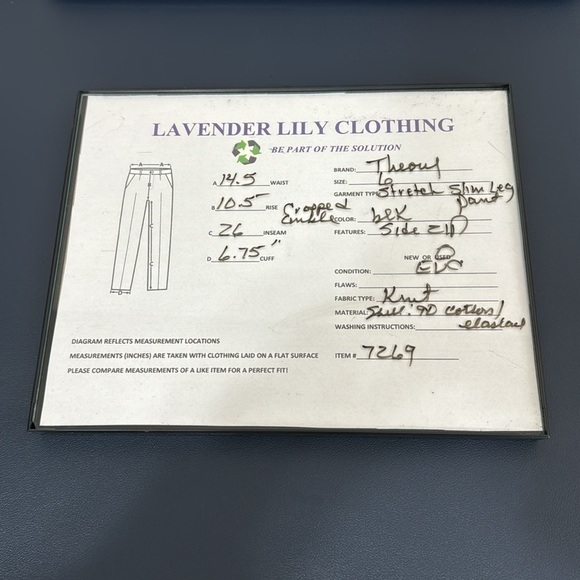 Theory Stretch Slim Leg Cropped Pant Women's 6 Black Inseam 26" EUC - Picture 10 of 10